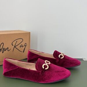 London Rag Elegant Burgundy Velvet Loafers